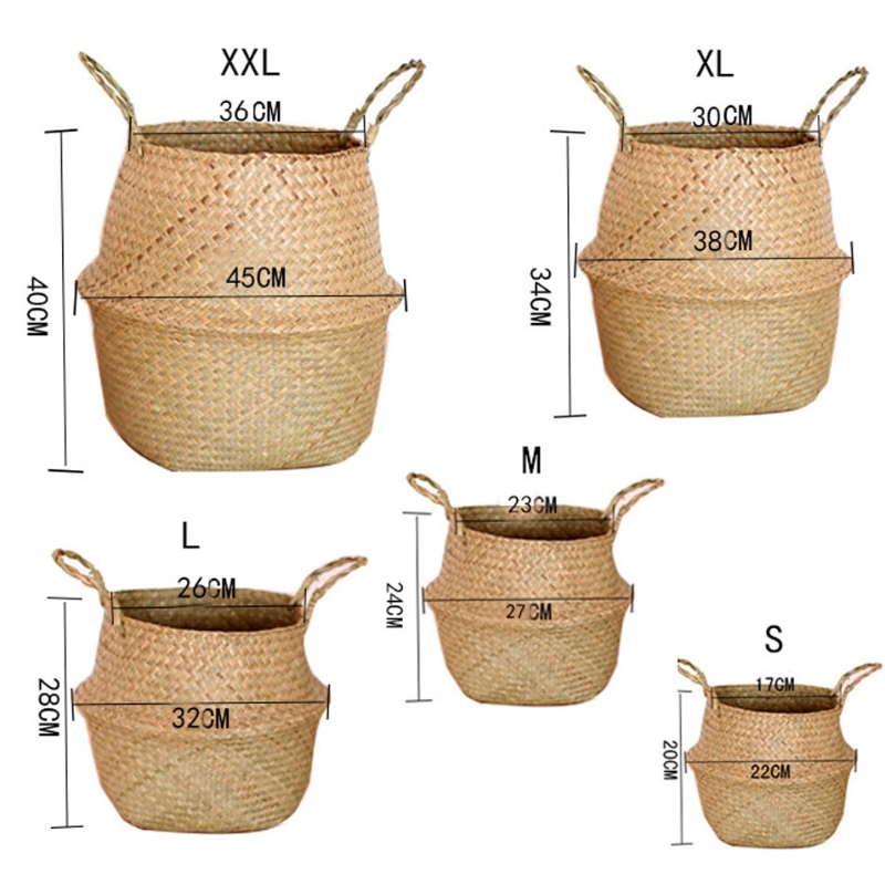 Decoración del hogar maceta soporte ovalado colgante seagrass cesta de almacenamiento